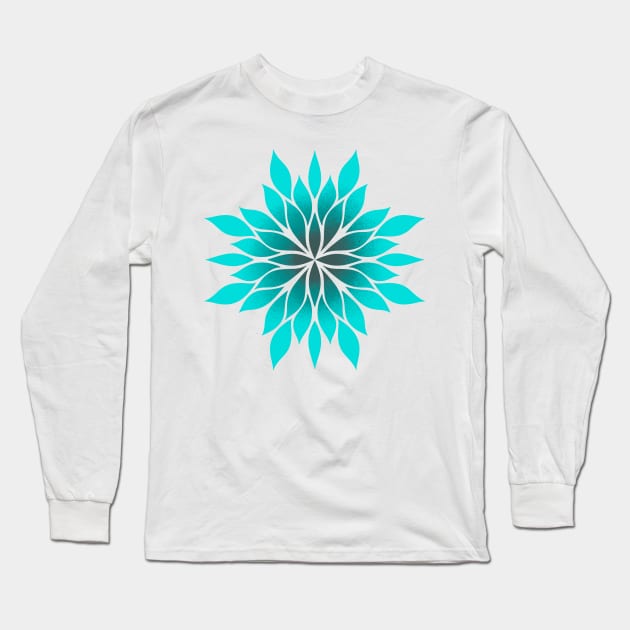 aqua floral symmetrical pattern Long Sleeve T-Shirt by stupidpotato1